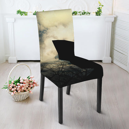 Wolf Howling At The Full Moon Print Dining Chair Slipcover