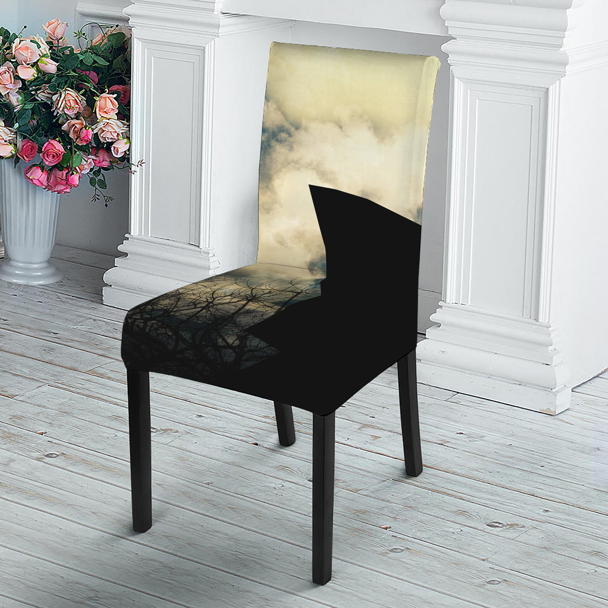Wolf Howling At The Full Moon Print Dining Chair Slipcover
