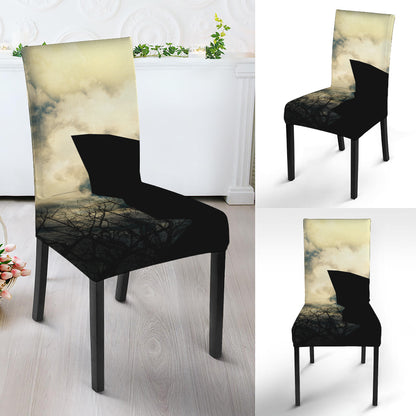 Wolf Howling At The Full Moon Print Dining Chair Slipcover