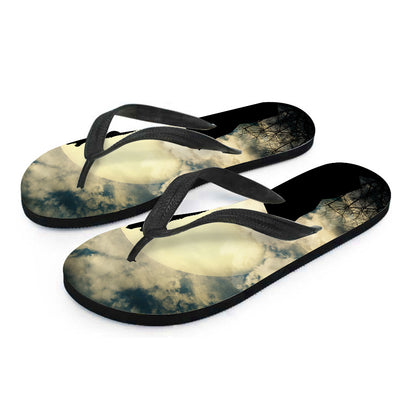 Wolf Howling At The Full Moon Print Flip Flops