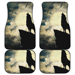 Wolf Howling At The Full Moon Print Front and Back Car Floor Mats