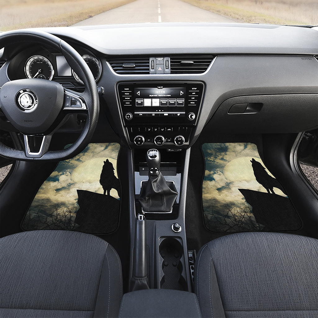 Wolf Howling At The Full Moon Print Front Car Floor Mats