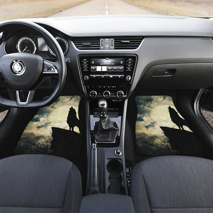 Wolf Howling At The Full Moon Print Front Car Floor Mats