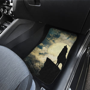 Wolf Howling At The Full Moon Print Front Car Floor Mats