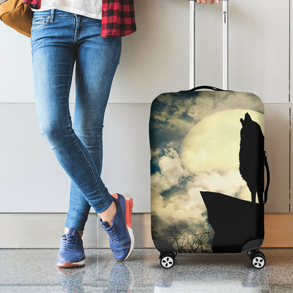 Wolf Howling At The Full Moon Print Luggage Cover