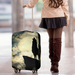 Wolf Howling At The Full Moon Print Luggage Cover