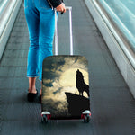 Wolf Howling At The Full Moon Print Luggage Cover