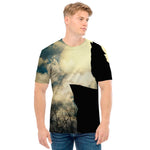 Wolf Howling At The Full Moon Print Men's T-Shirt