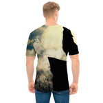 Wolf Howling At The Full Moon Print Men's T-Shirt