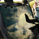 Wolf Howling At The Full Moon Print Pet Car Back Seat Cover