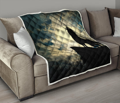 Wolf Howling At The Full Moon Print Quilt