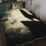 Wolf Howling At The Full Moon Print Quilt Bed Set