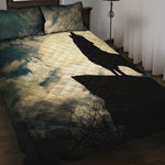 Wolf Howling At The Full Moon Print Quilt Bed Set