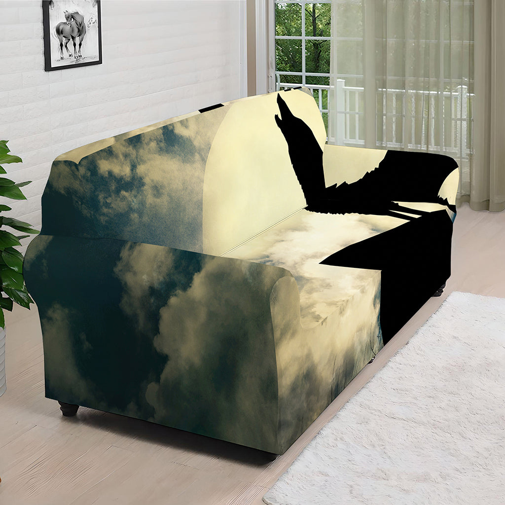 Wolf Howling At The Full Moon Print Sofa Cover