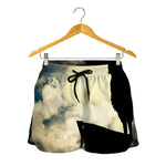 Wolf Howling At The Full Moon Print Women's Shorts