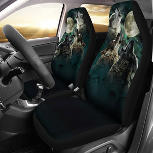 Wolves Howling At The Moon Universal Fit Car Seat Covers GearFrost