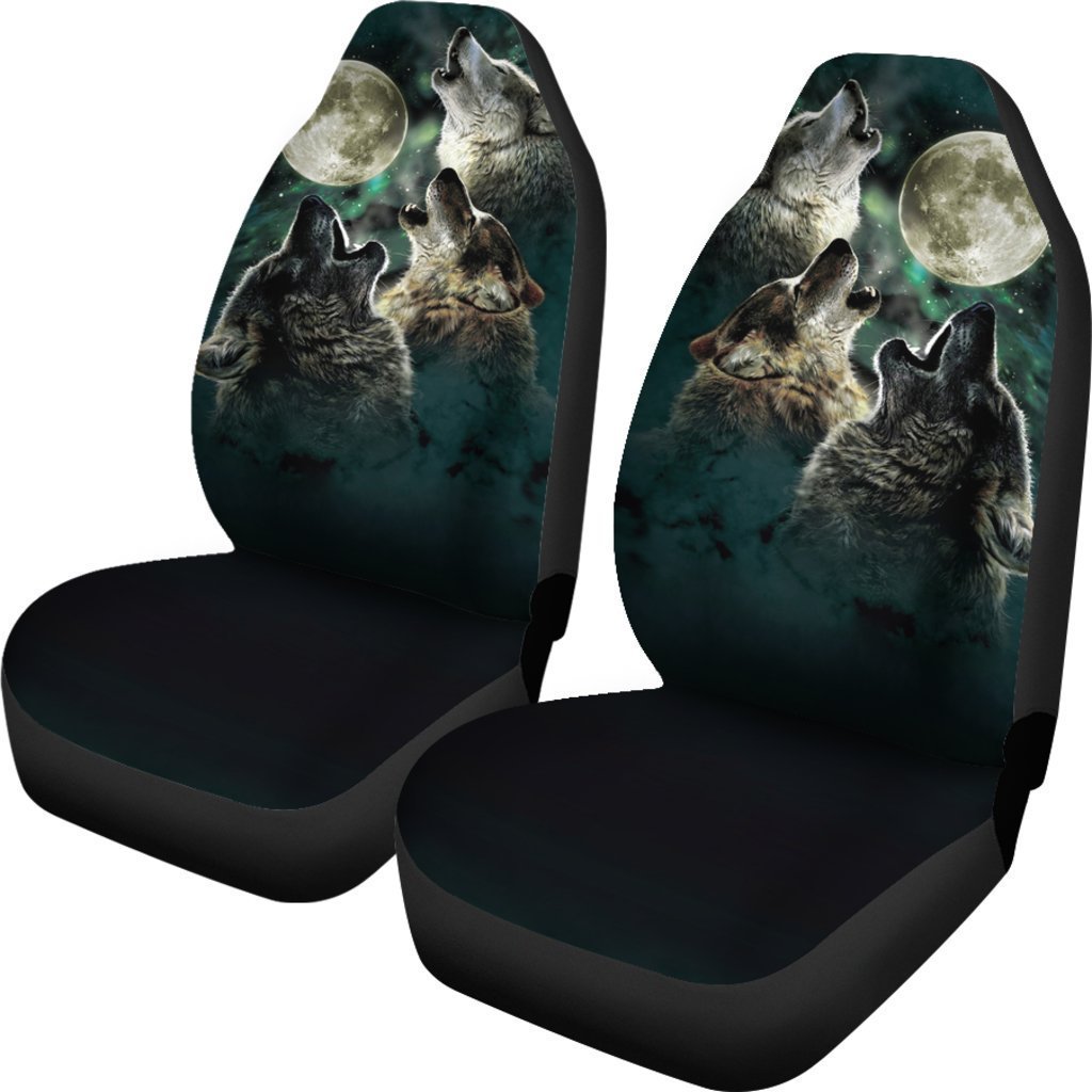 Wolves Howling At The Moon Universal Fit Car Seat Covers GearFrost