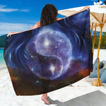 Woman Space Yin Yang Painting Print Beach Sarong Wrap