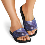 Woman Space Yin Yang Painting Print Black Slide Sandals