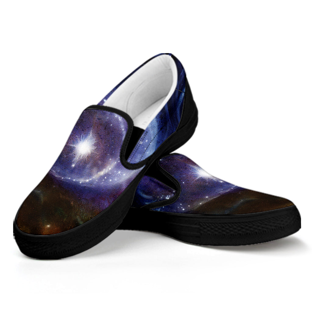 Woman Space Yin Yang Painting Print Black Slip On Shoes