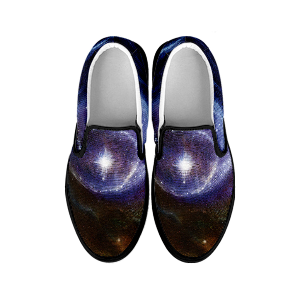 Woman Space Yin Yang Painting Print Black Slip On Shoes