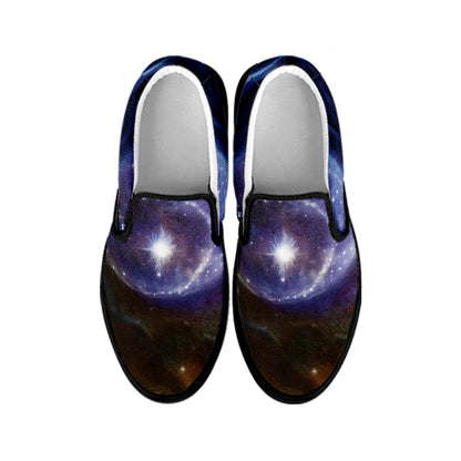 Woman Space Yin Yang Painting Print Black Slip On Shoes