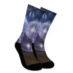 Woman Space Yin Yang Painting Print Crew Socks