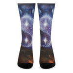 Woman Space Yin Yang Painting Print Crew Socks