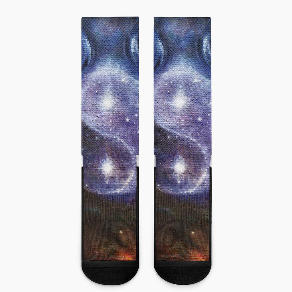 Woman Space Yin Yang Painting Print Crew Socks