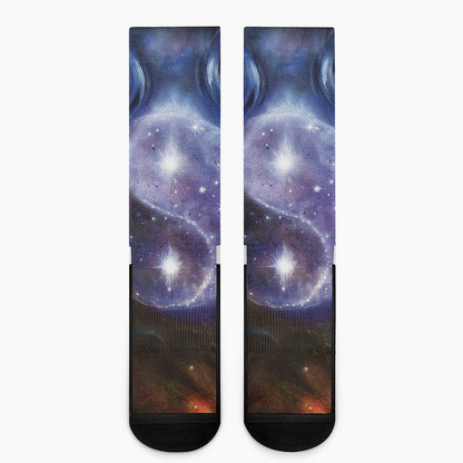 Woman Space Yin Yang Painting Print Crew Socks