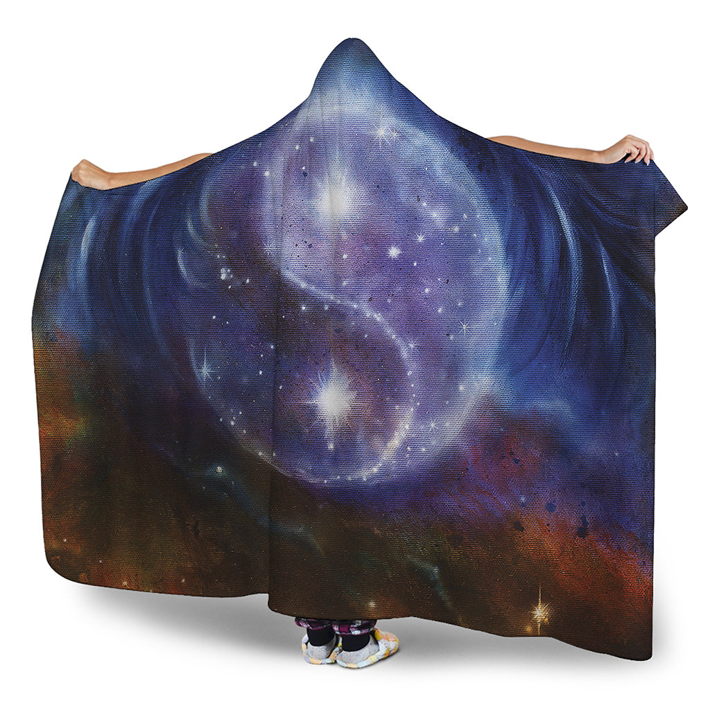 Woman Space Yin Yang Painting Print Hooded Blanket
