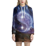Woman Space Yin Yang Painting Print Hoodie Dress