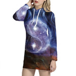 Woman Space Yin Yang Painting Print Hoodie Dress