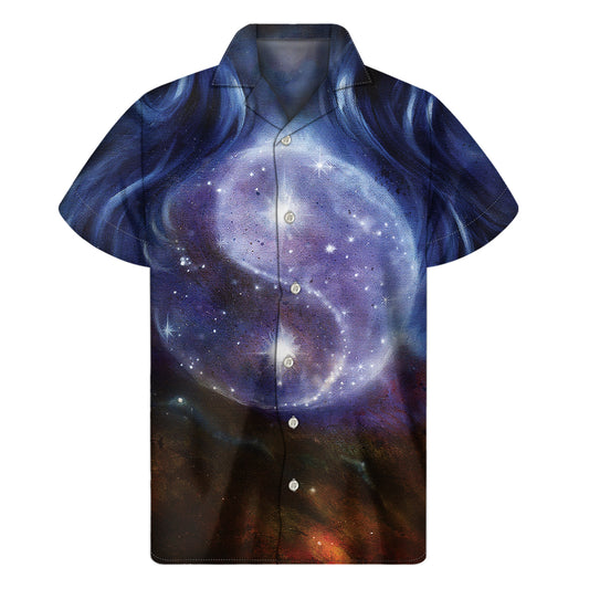 Woman Space Yin Yang Painting Print Men's Short Sleeve Shirt