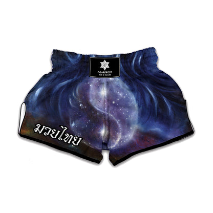 Woman Space Yin Yang Painting Print Muay Thai Boxing Shorts