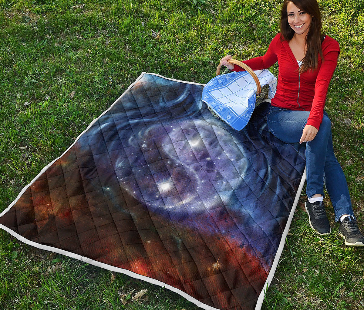 Woman Space Yin Yang Painting Print Quilt