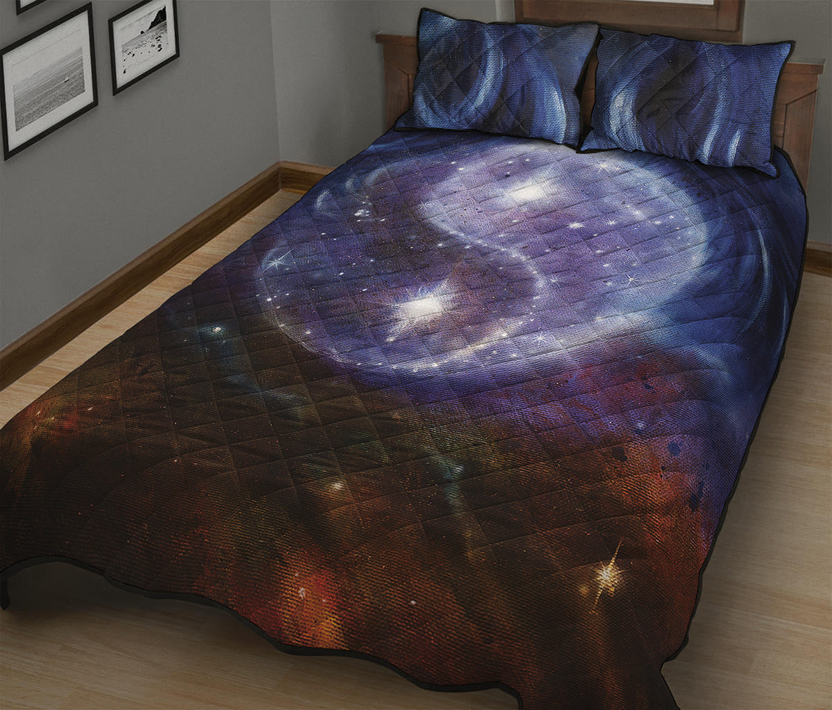 Woman Space Yin Yang Painting Print Quilt Bed Set
