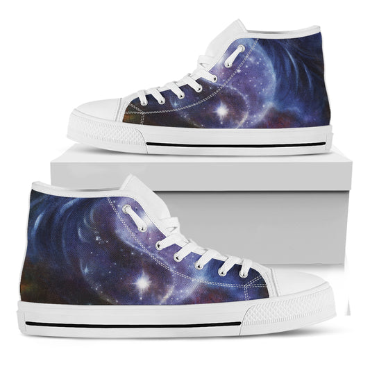 Woman Space Yin Yang Painting Print White High Top Shoes