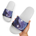 Woman Space Yin Yang Painting Print White Slide Sandals