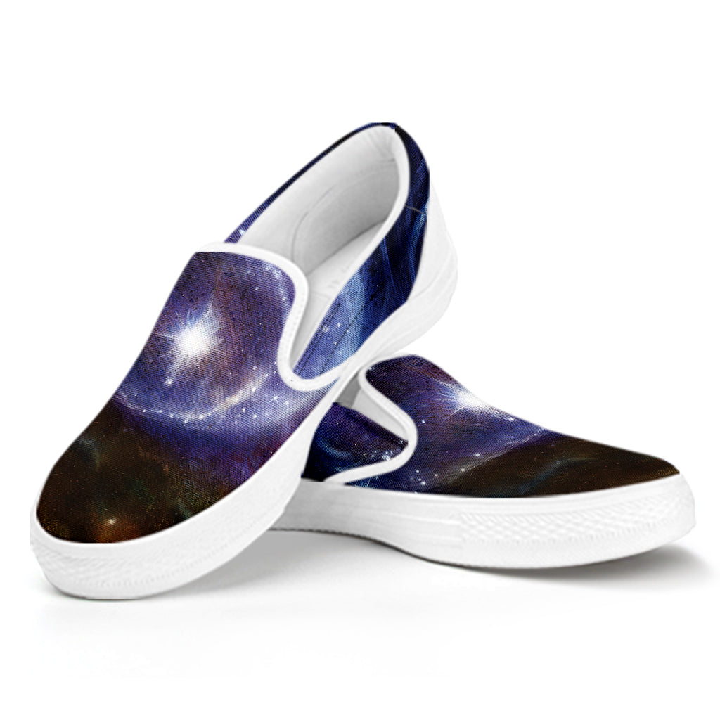 Woman Space Yin Yang Painting Print White Slip On Shoes