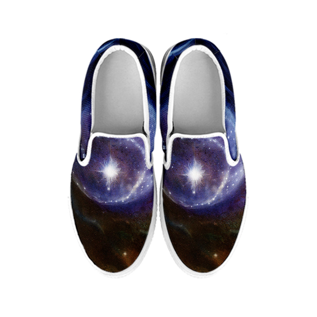 Woman Space Yin Yang Painting Print White Slip On Shoes
