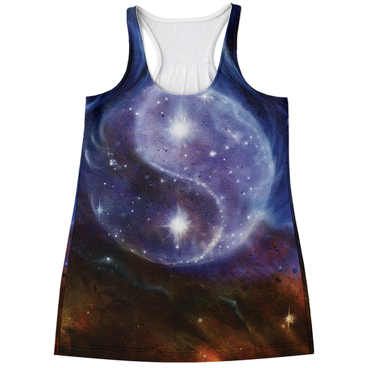 Woman Space Yin Yang Painting Print Women's Racerback Tank Top