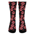 Women's Lips Pattern Print Crew Socks