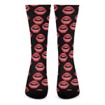 Women's Lips Pattern Print Crew Socks