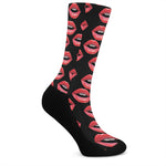 Women's Lips Pattern Print Crew Socks