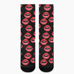 Women's Lips Pattern Print Crew Socks