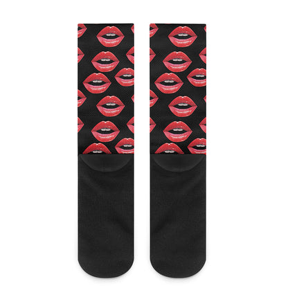 Women's Lips Pattern Print Crew Socks