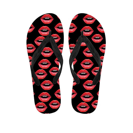 Women's Lips Pattern Print Flip Flops