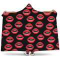 Women's Lips Pattern Print Hooded Blanket