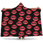 Women's Lips Pattern Print Hooded Blanket